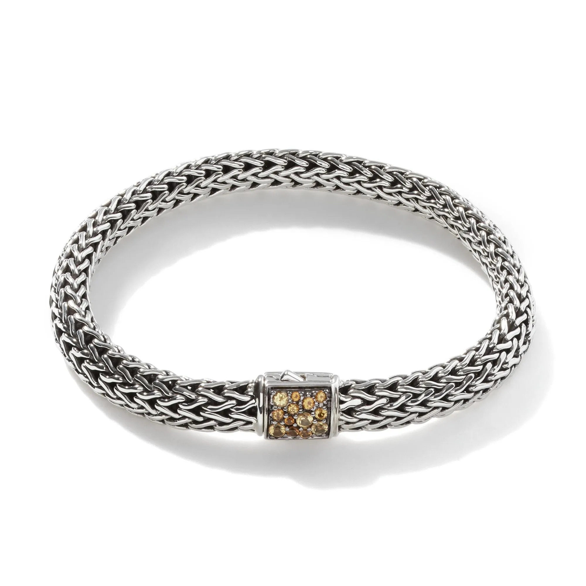 John Hardy Classic Chain Silver Reversible Bracelet with Treated Black Sapphire and Citrine | 6.75 Inches