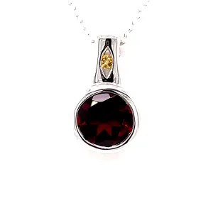 Kaleidoscope Round Garnet & Golden Citrine Pendant