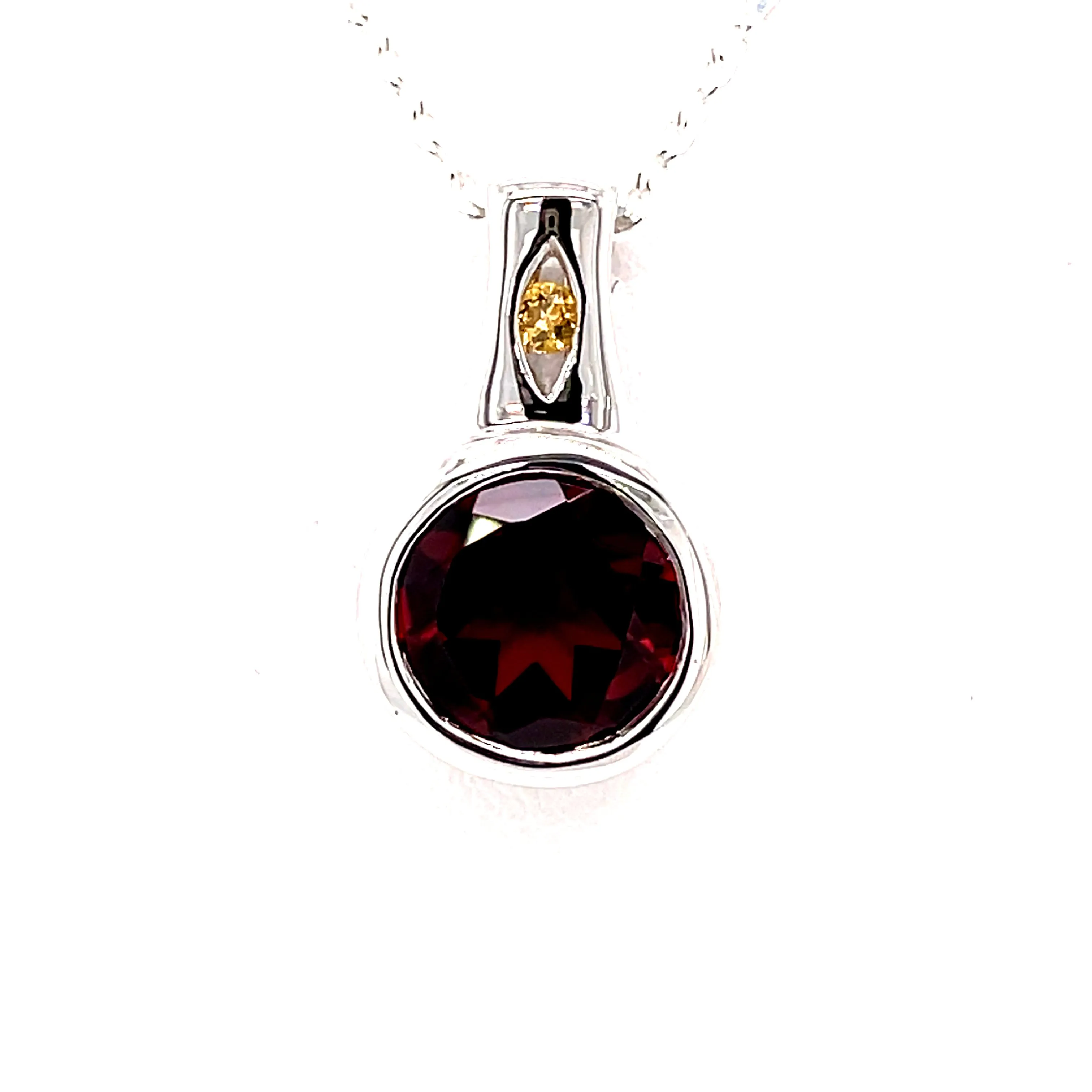 Kaleidoscope Round Garnet & Golden Citrine Pendant