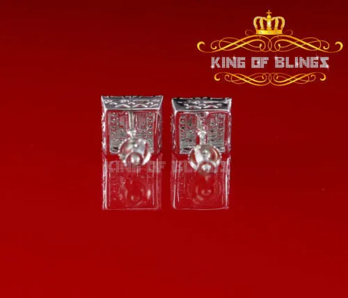 King of Blings- White 925 Sterling Silver 0.72ct Cubic Zirconia Hip Hop Women's Square Earrings