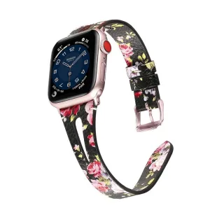 Leather Bracelet For Apple Series 7 6 5 4 Slim Floral Classic Strap