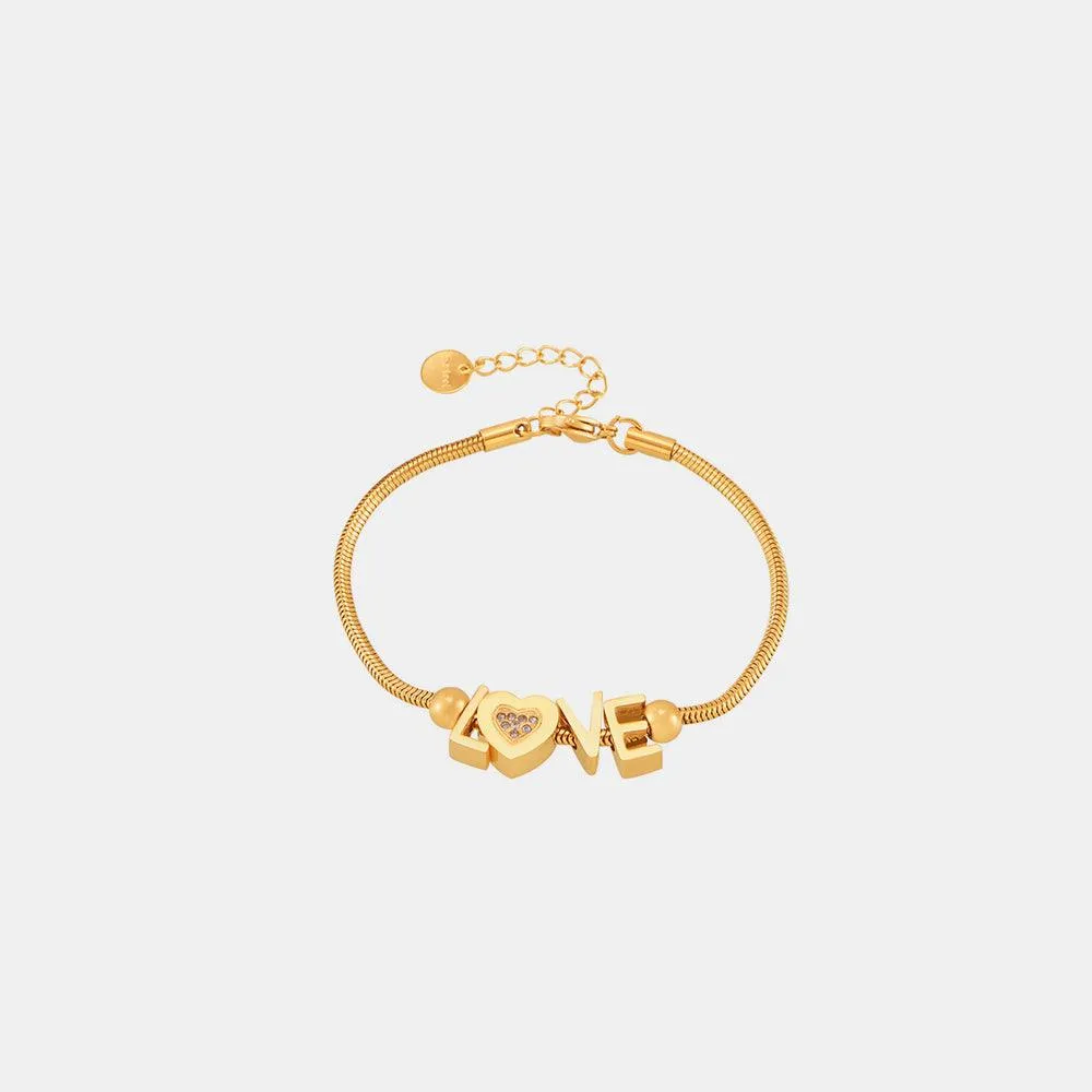 Love Bracelet 18K gold-plated Titanium Steel Rhinestone Letter