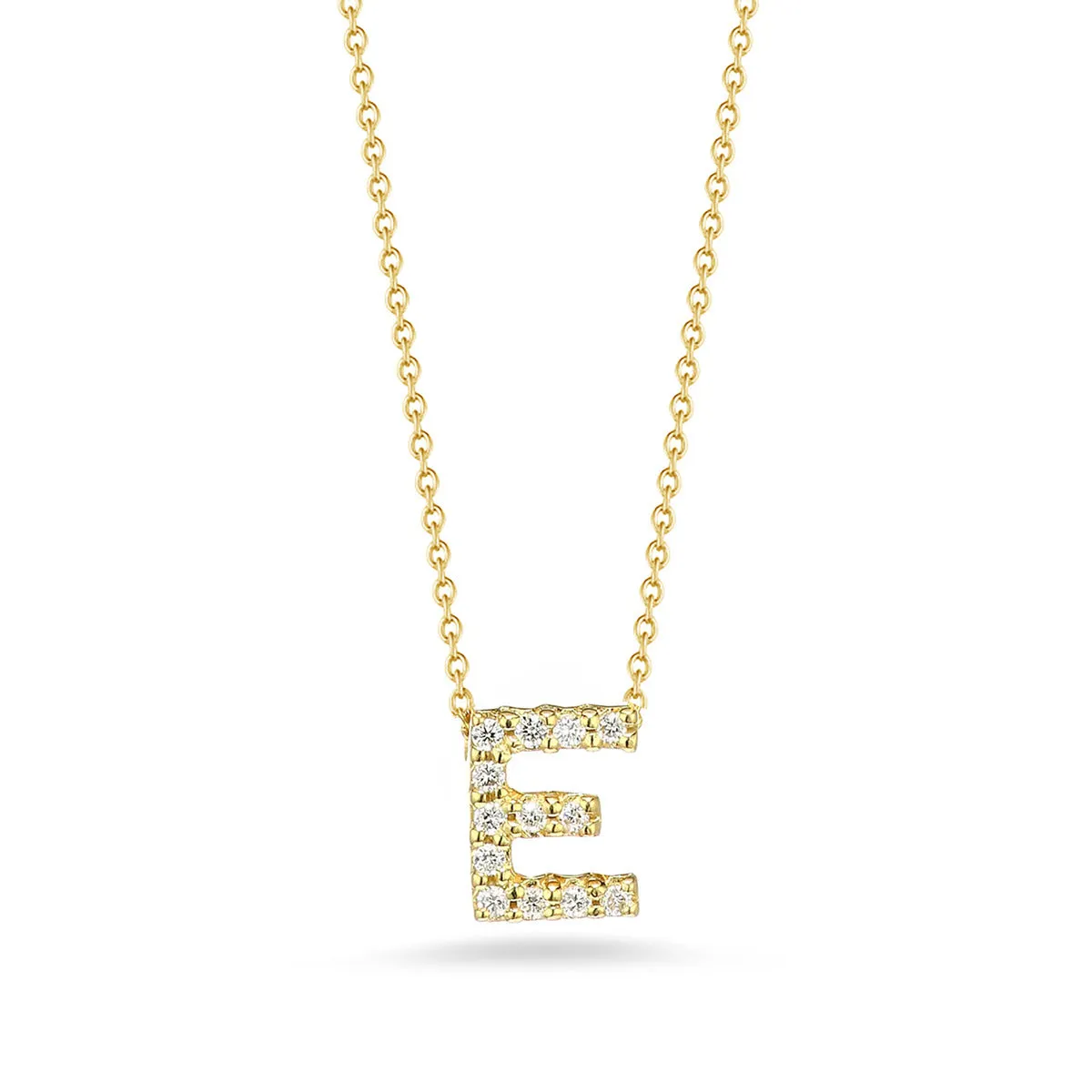 Love Letter Diamond Initial E Necklace in Yellow Gold