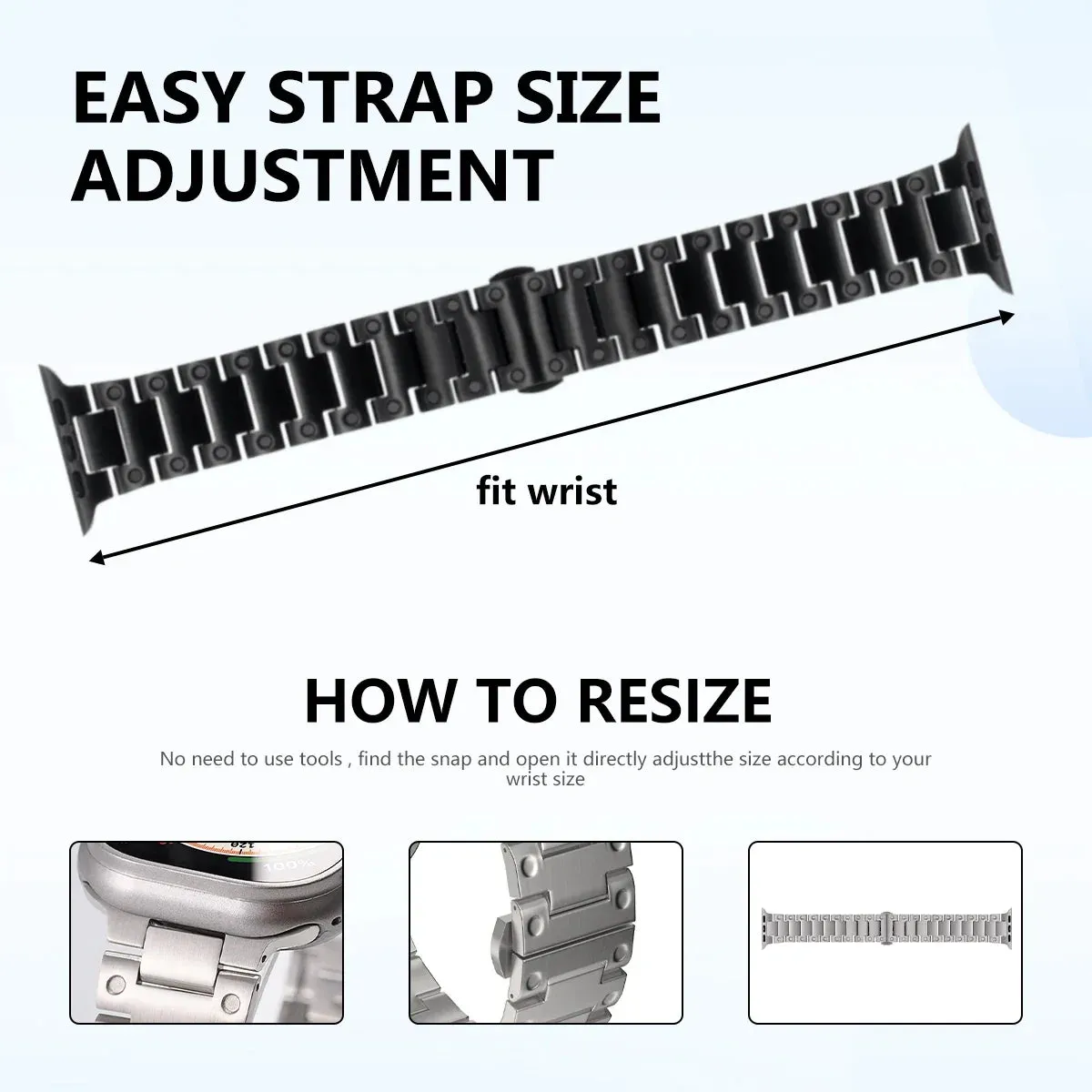Luxury Titanium Strap for Apple Watch ultra 2 49mm Series 9 8 7 45mm 41mm Band For iWatch 6 5 4 se 3 44mm 42mm 38 40mm Bracelet