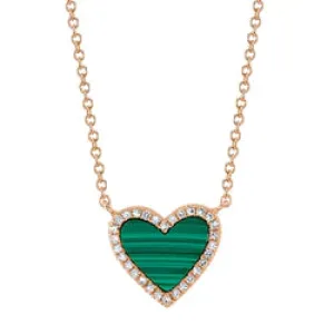 Malachite & Diamond Heart Necklace