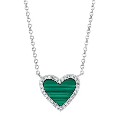 Malachite & Diamond Heart Necklace