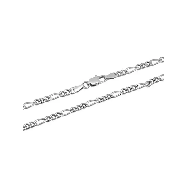 Mens Silver-Tone Stainless Steel Figaro Link Chain Necklace