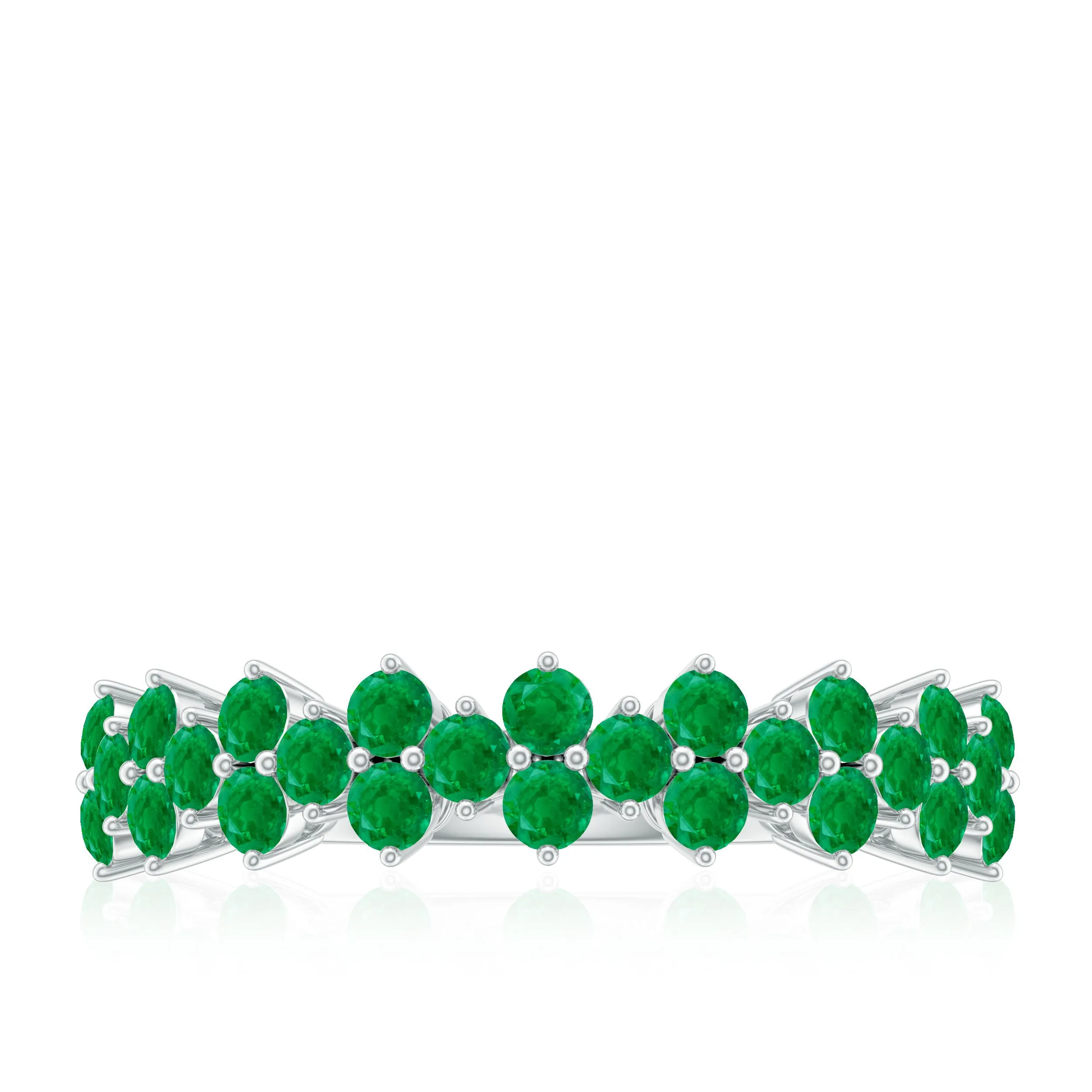 Minimal Emerald Cluster Half Eternity Ring in Prong Setting