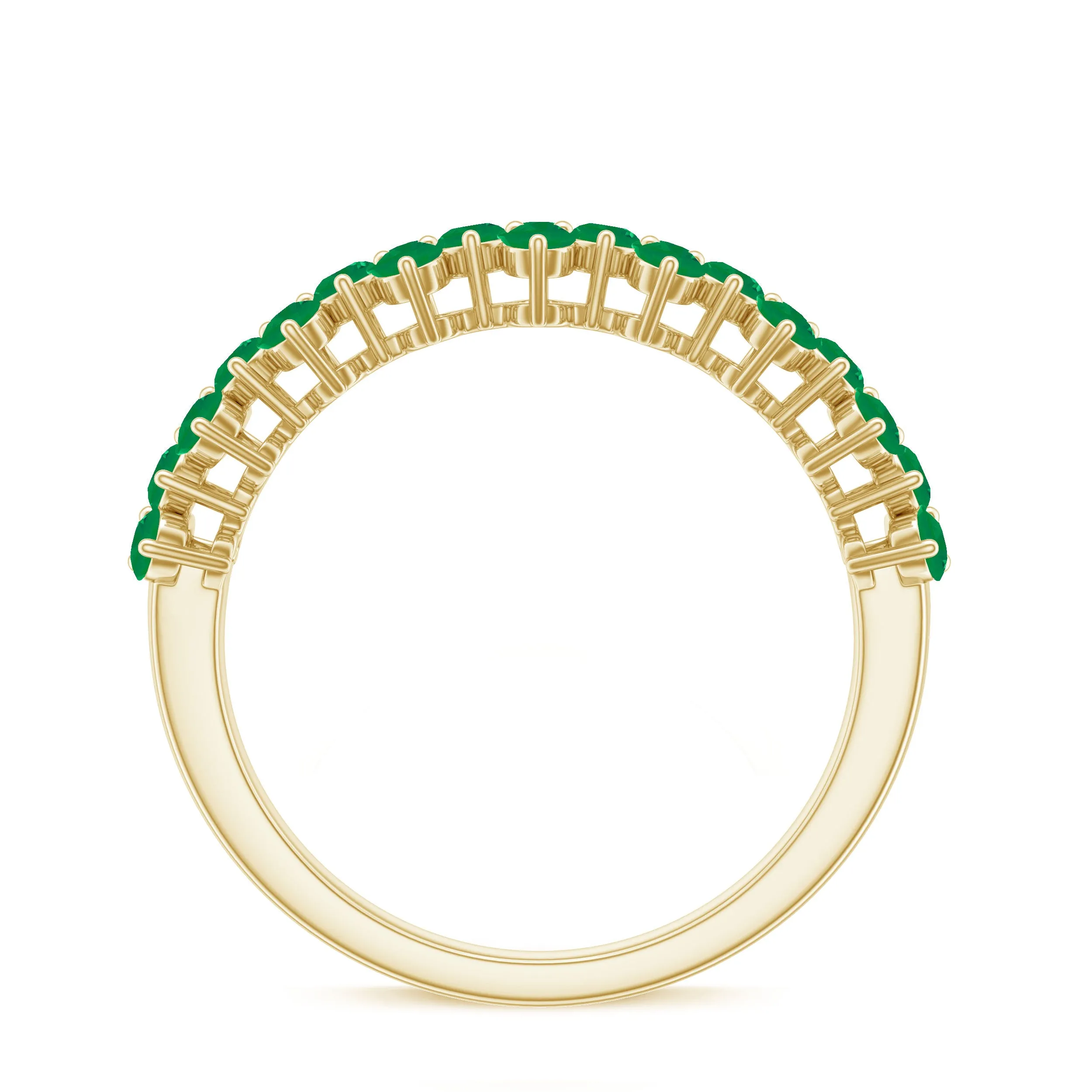 Minimal Emerald Cluster Half Eternity Ring in Prong Setting