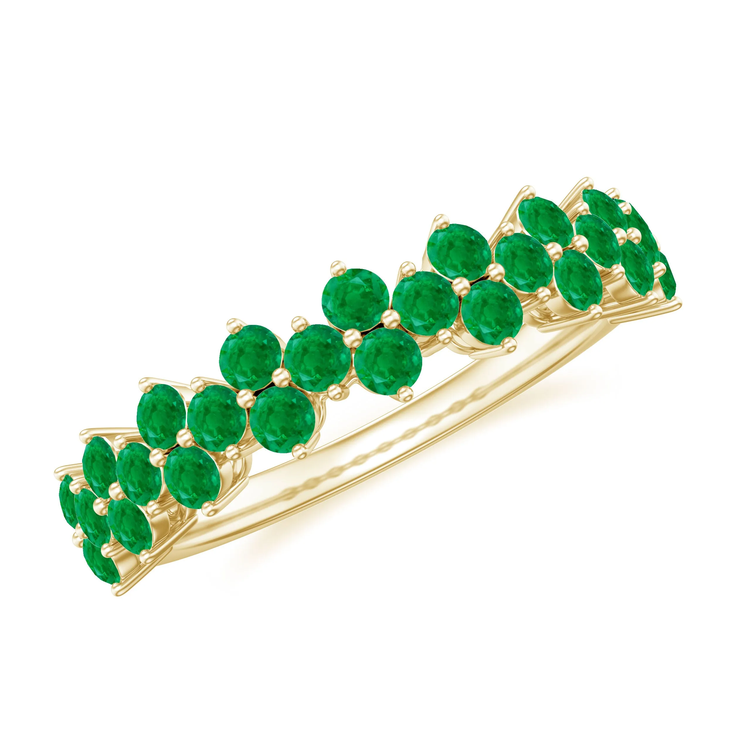 Minimal Emerald Cluster Half Eternity Ring in Prong Setting