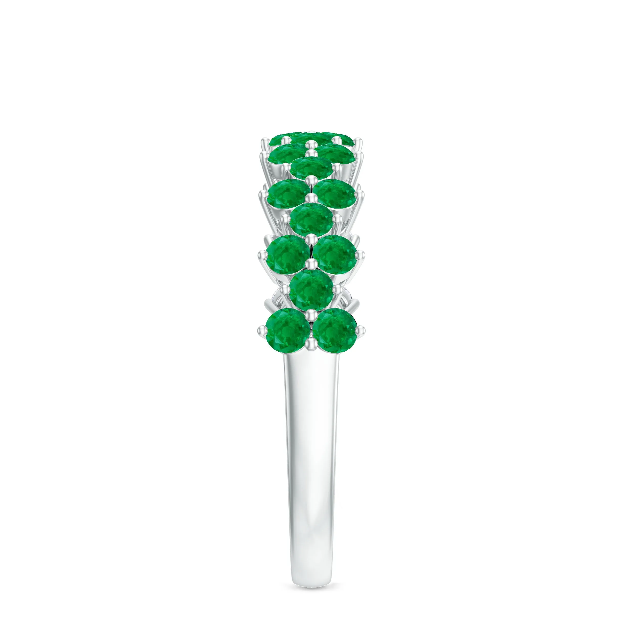 Minimal Emerald Cluster Half Eternity Ring in Prong Setting