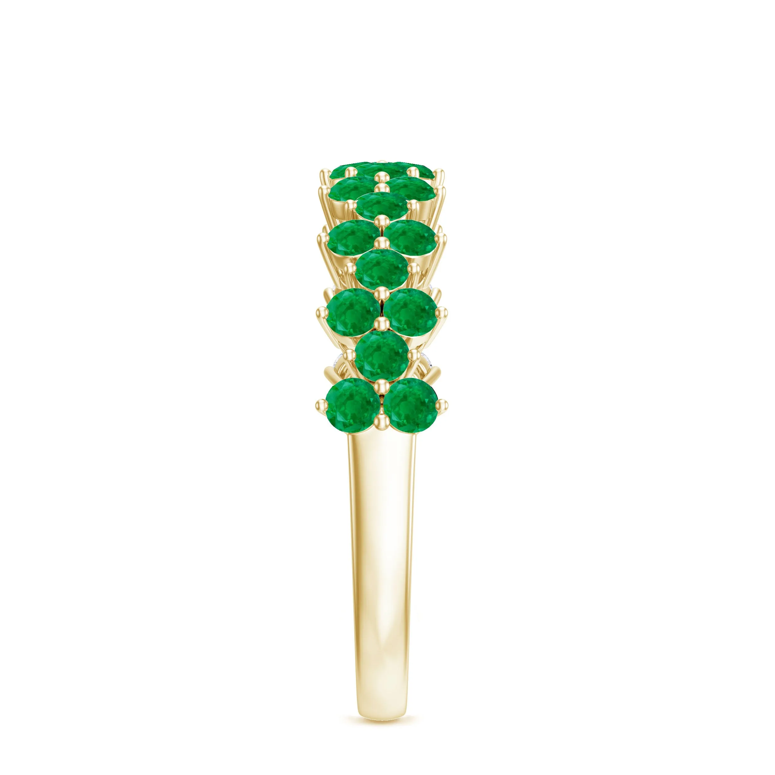 Minimal Emerald Cluster Half Eternity Ring in Prong Setting