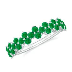 Minimal Emerald Cluster Half Eternity Ring in Prong Setting