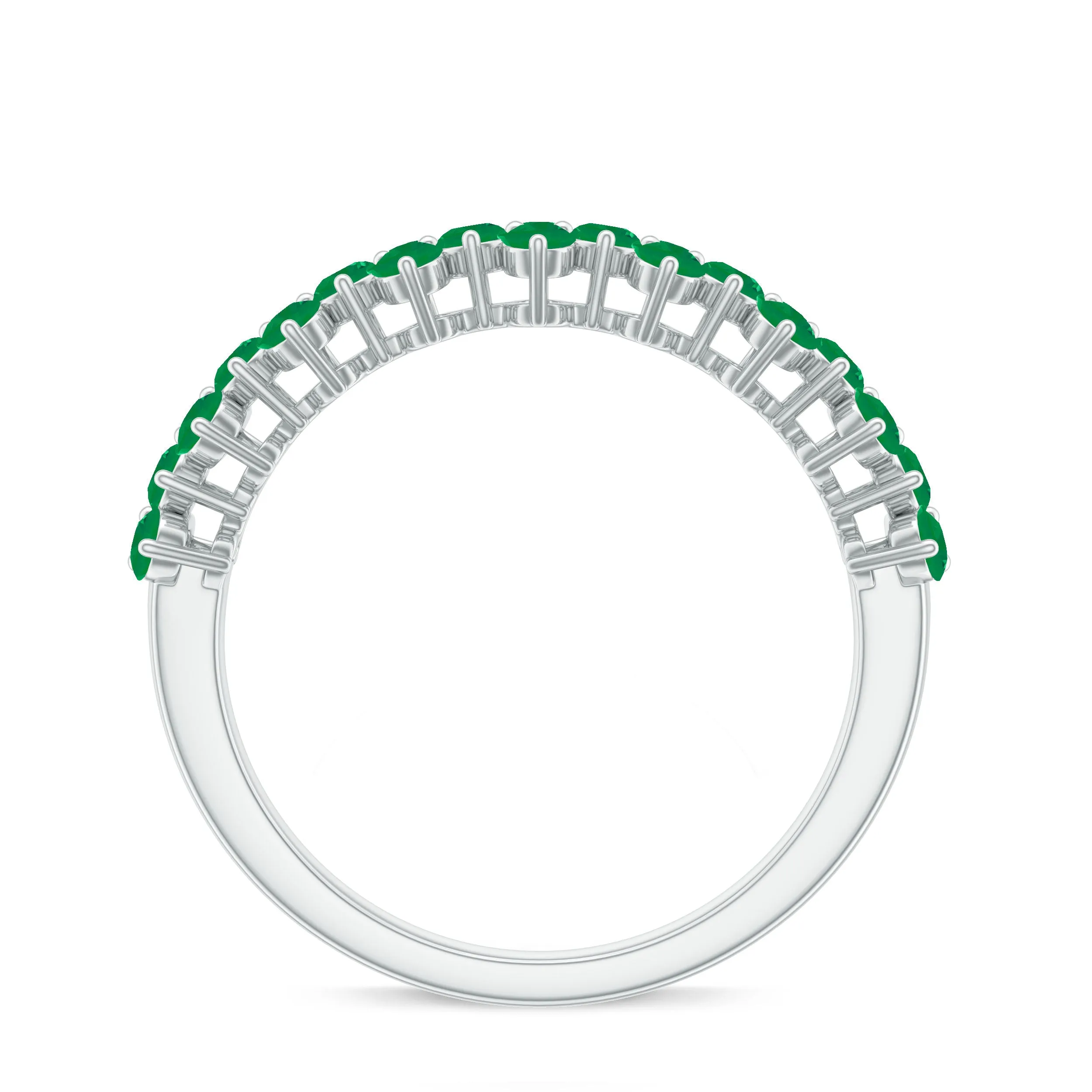 Minimal Emerald Cluster Half Eternity Ring in Prong Setting