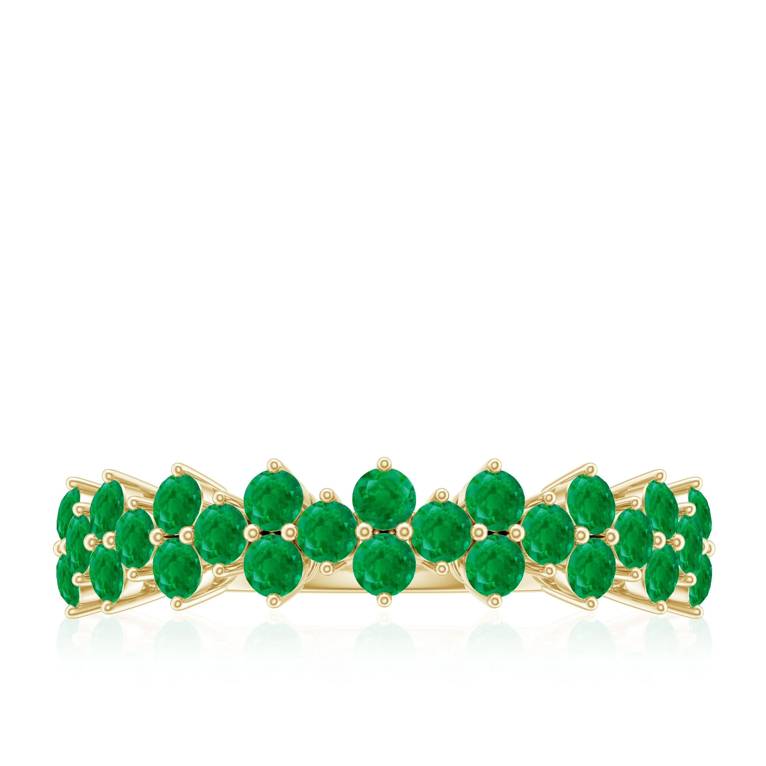 Minimal Emerald Cluster Half Eternity Ring in Prong Setting