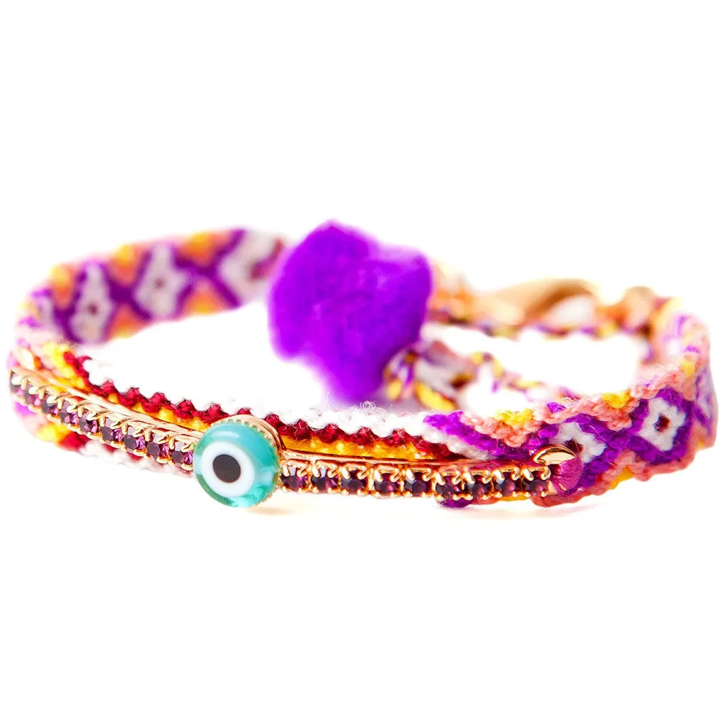 Multicolour Diamante Band Lucky Charm Friendship Bracelet