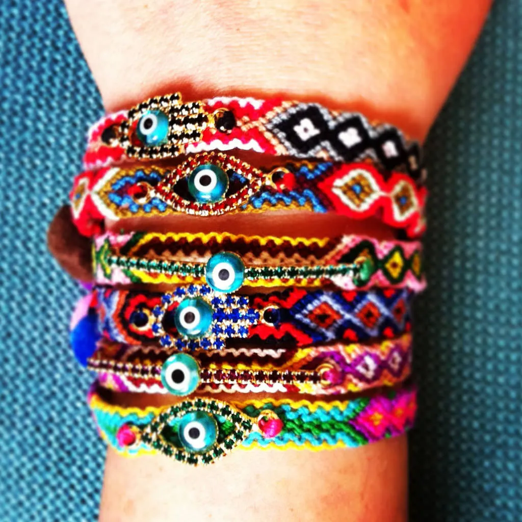 Multicolour Diamante Band Lucky Charm Friendship Bracelet