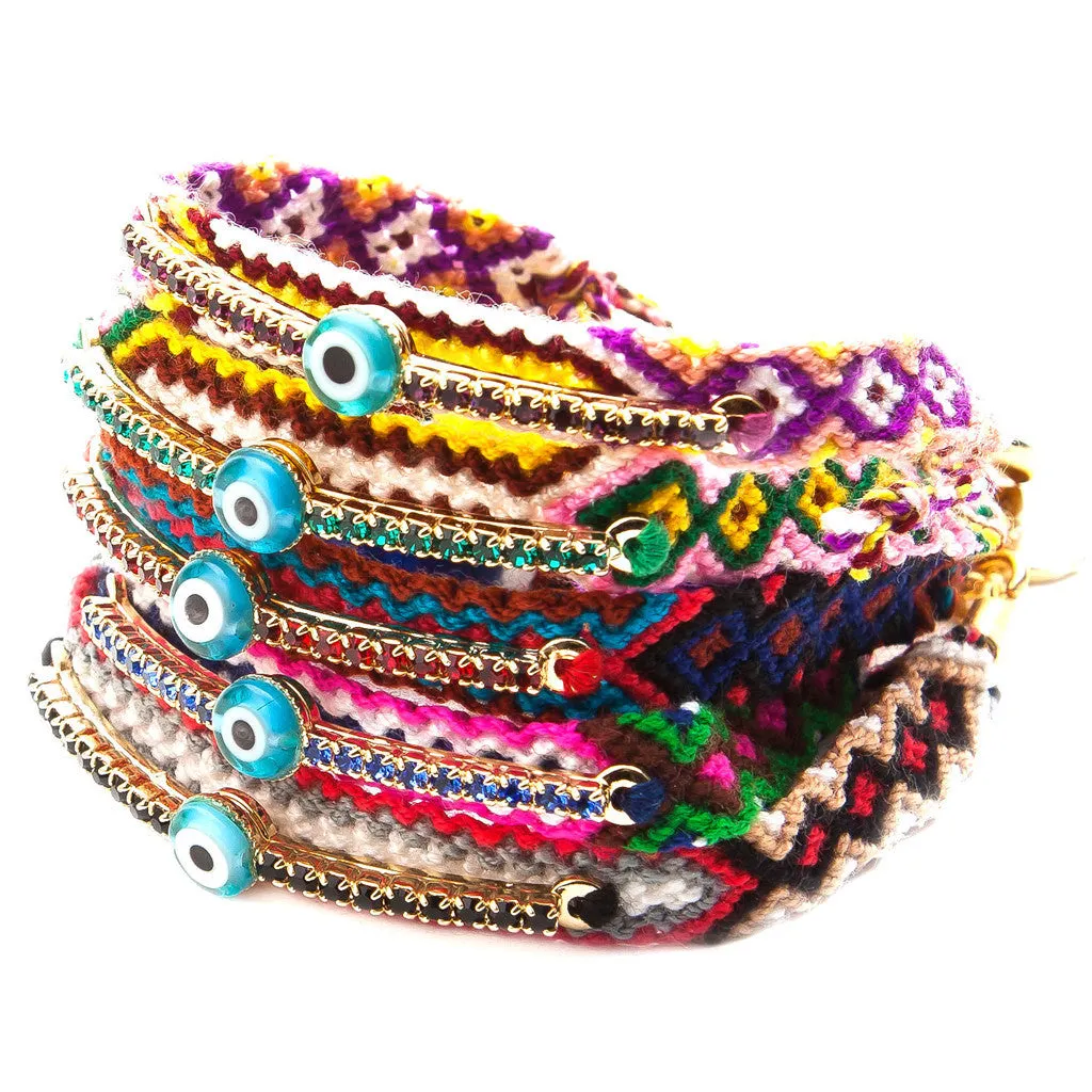 Multicolour Diamante Band Lucky Charm Friendship Bracelet