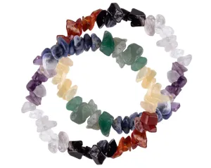 Natural Gemstone Multicolor Chakra Bracelet, Set of 2