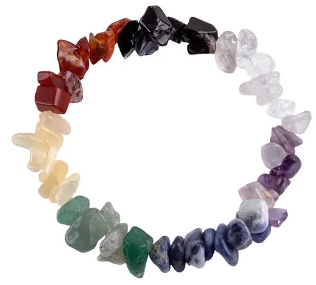Natural Gemstone Multicolor Chakra Bracelet, Set of 2