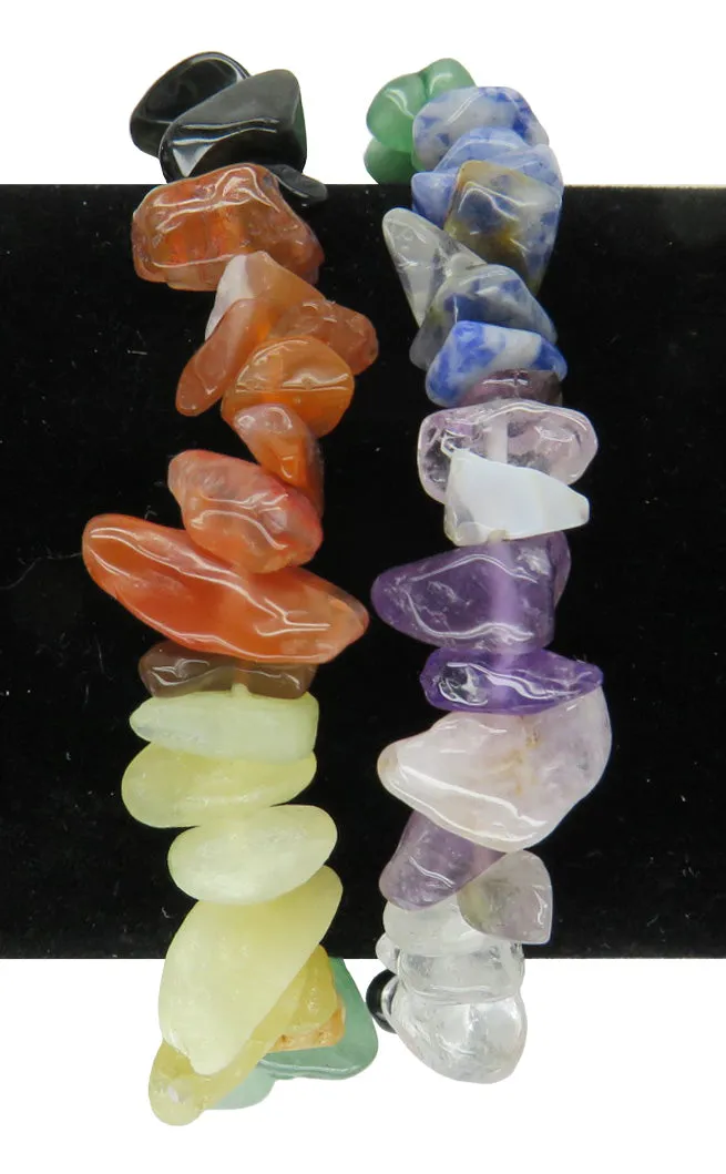 Natural Gemstone Multicolor Chakra Bracelet, Set of 2