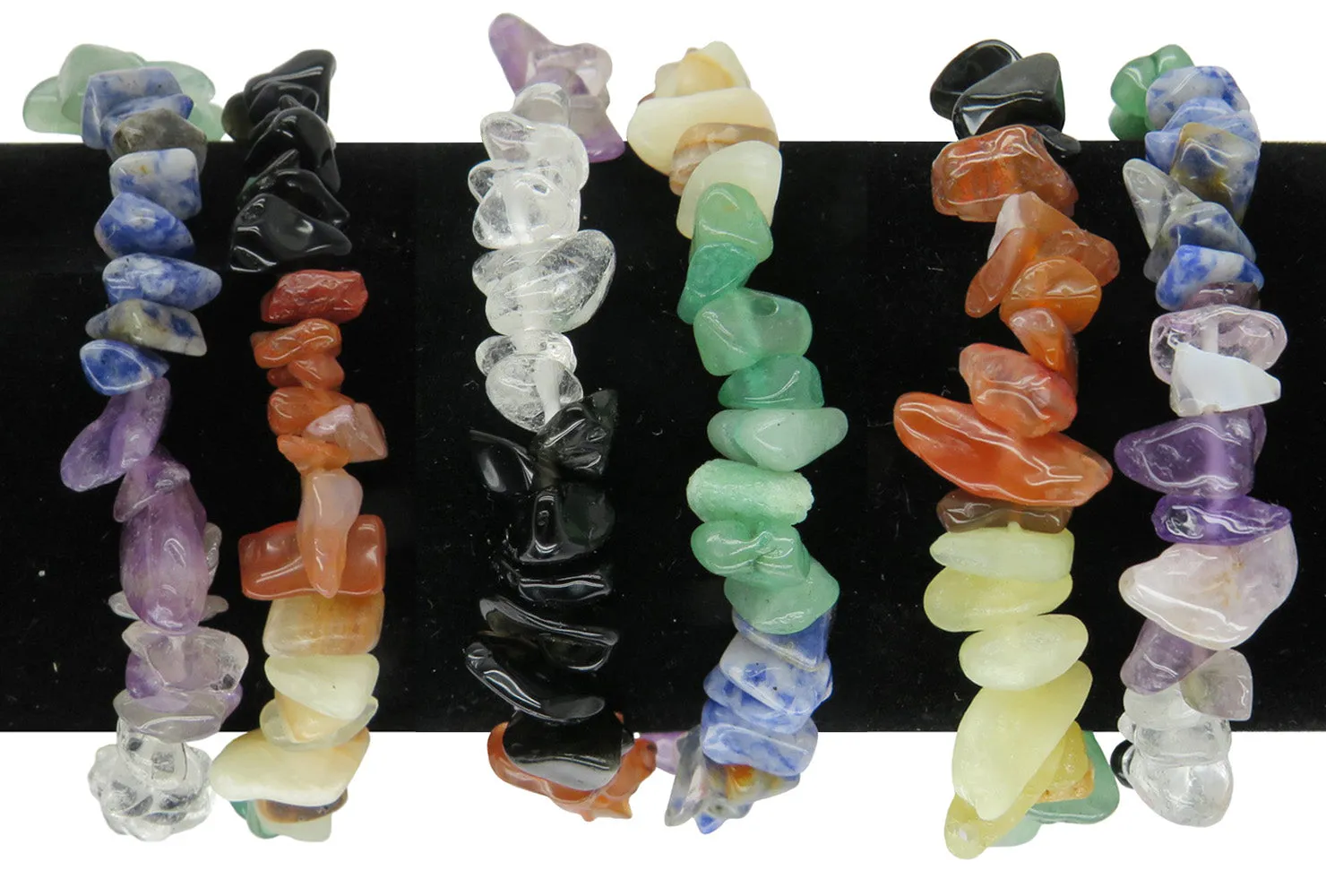 Natural Gemstone Multicolor Chakra Bracelet, Set of 2