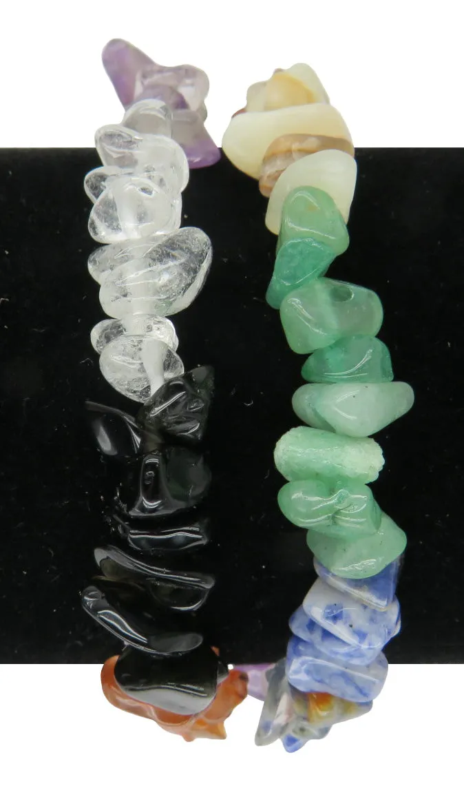 Natural Gemstone Multicolor Chakra Bracelet, Set of 2