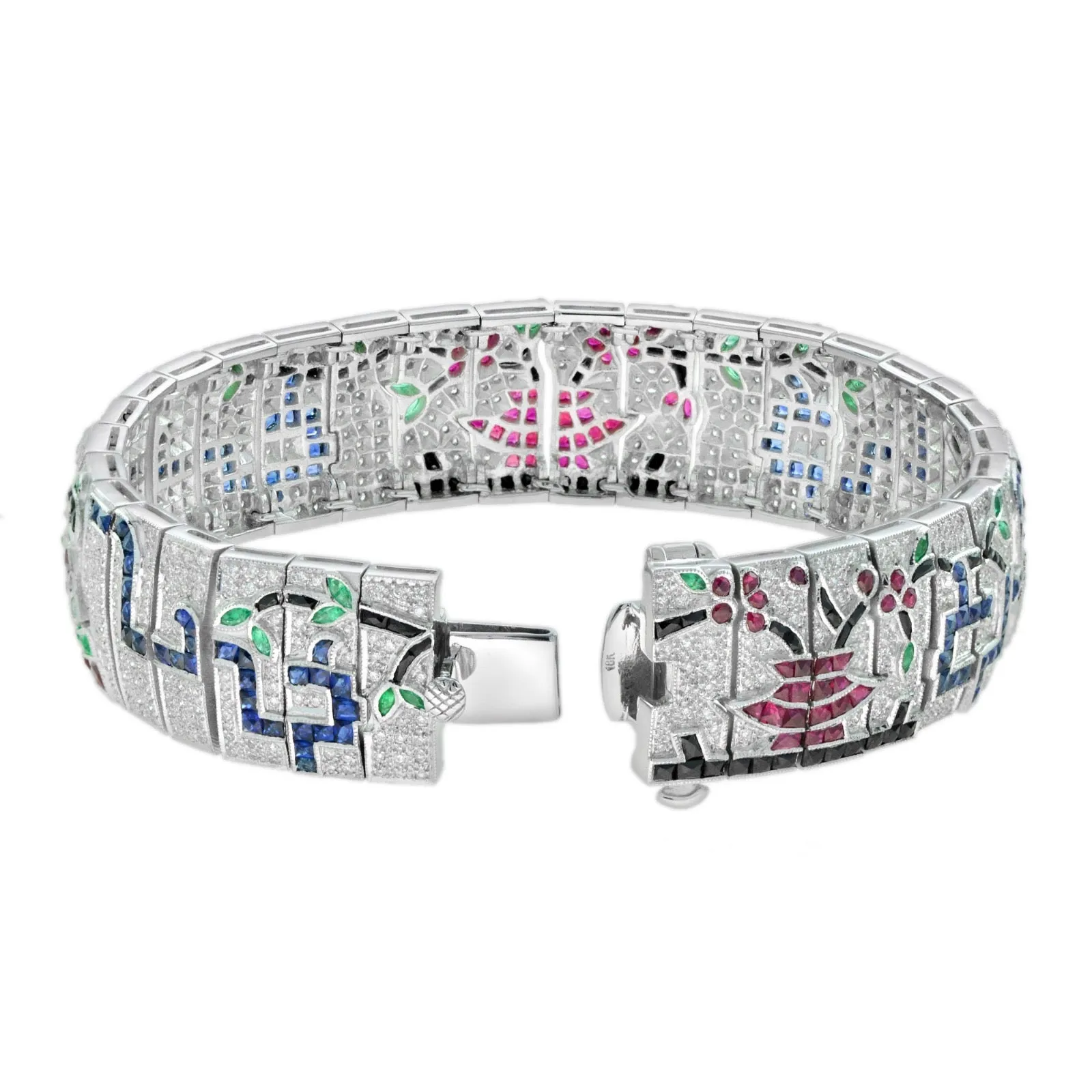 New Aristocrat Collection Inspired By Cartiers Charles Jacqueau Diamond Ruby Emerald Onyx Sapphire Bracelet 15091