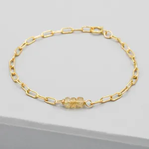 November Citrine Paper Clip Chain Bracelet