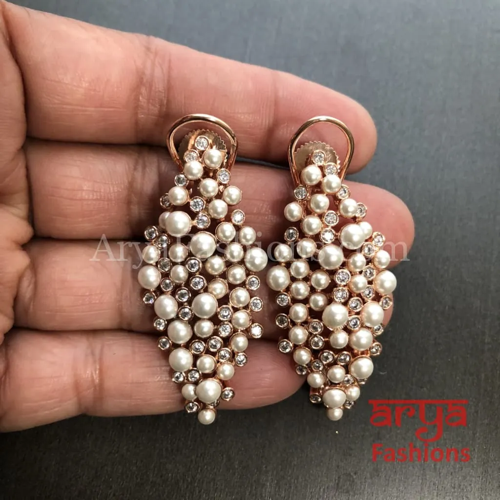 Numi Small Pearl Beads Cubic Zirconia Earrings