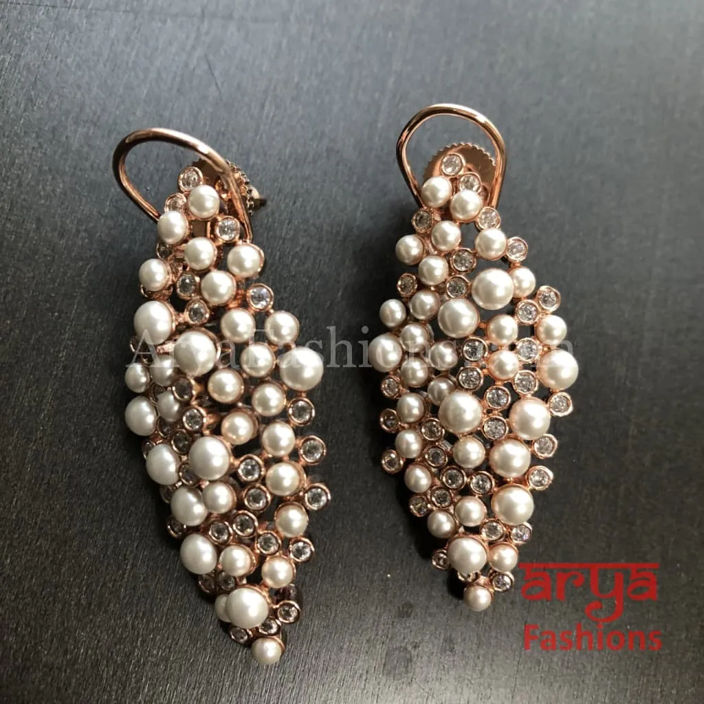 Numi Small Pearl Beads Cubic Zirconia Earrings