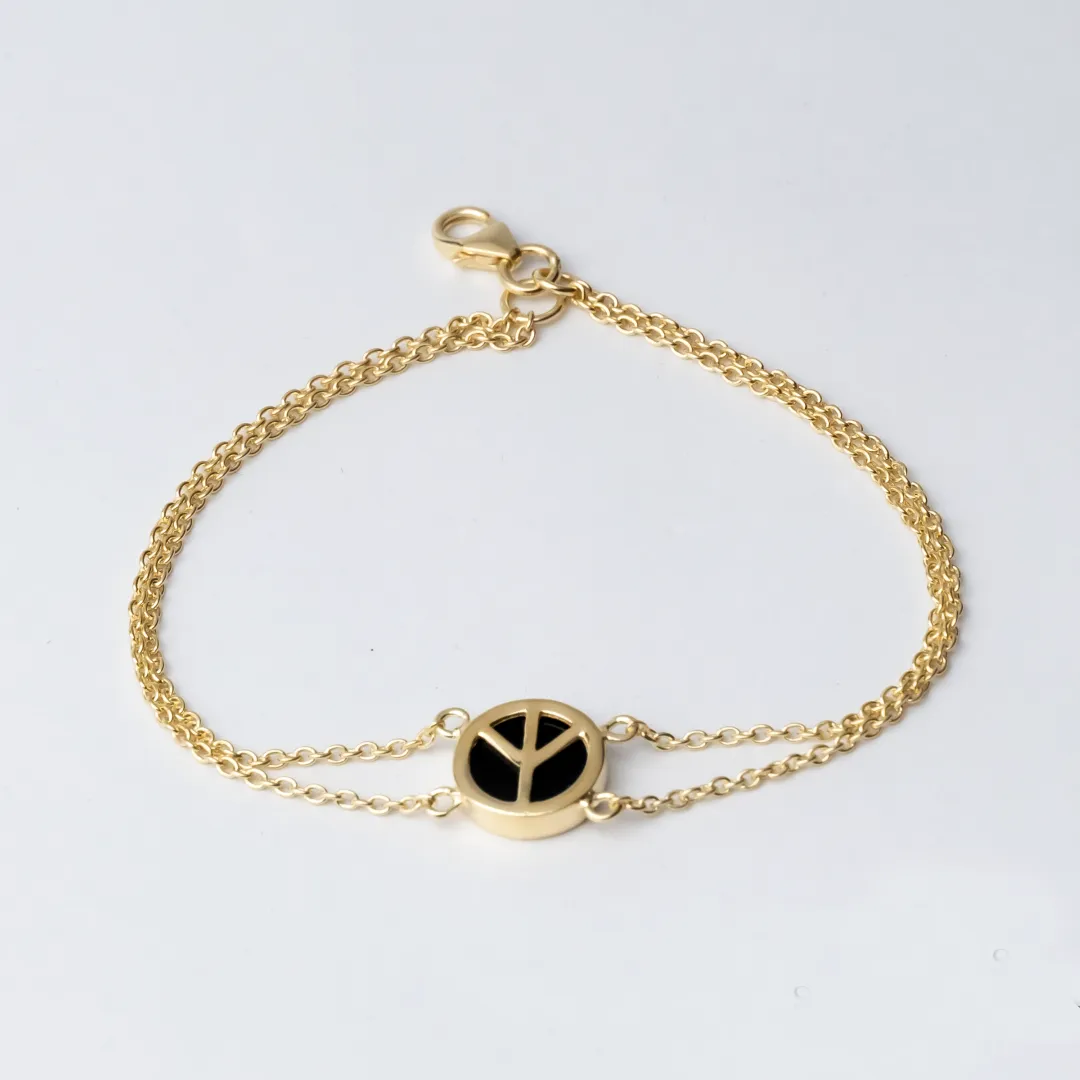 Peace Out Black Onyx 925 Sterling Silver Bracelet