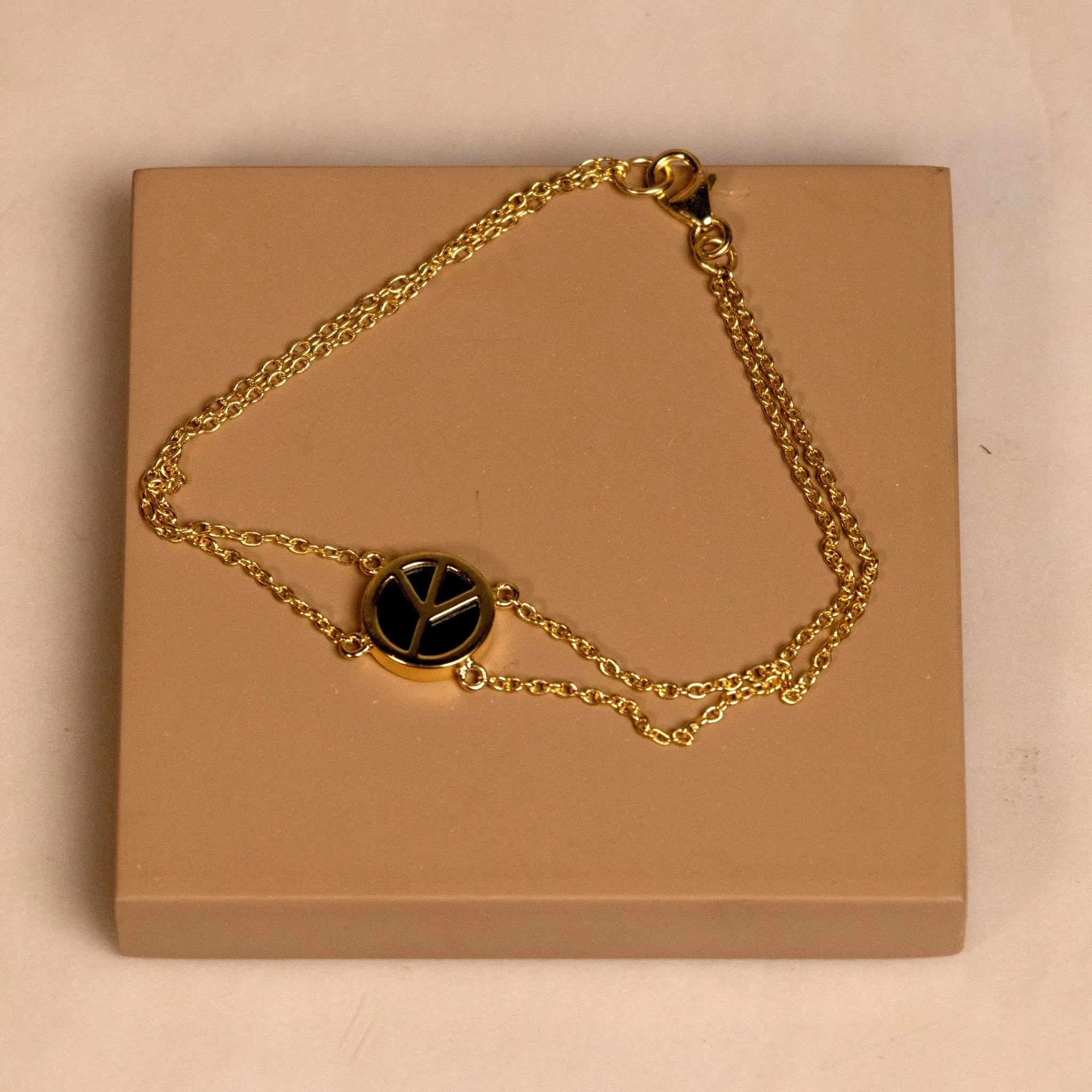 Peace Out Black Onyx 925 Sterling Silver Bracelet