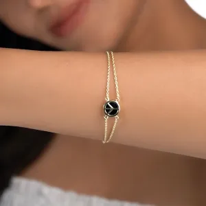 Peace Out Black Onyx 925 Sterling Silver Bracelet