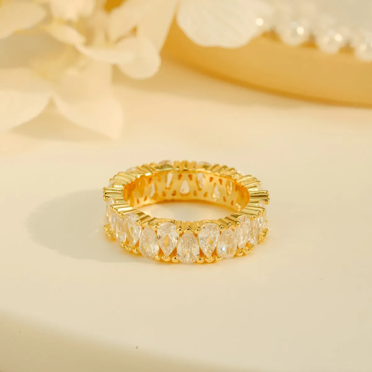 Pear Cut Full Eternity Band Ring