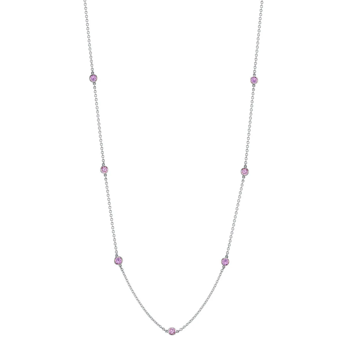 Pink Sapphire By The Yard Style Chain Necklace