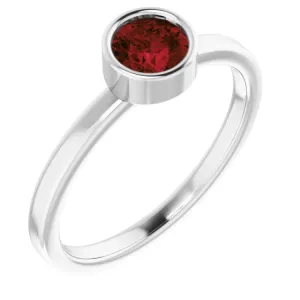 Platinum 5 mm Natural Mozambique Garnet Ring