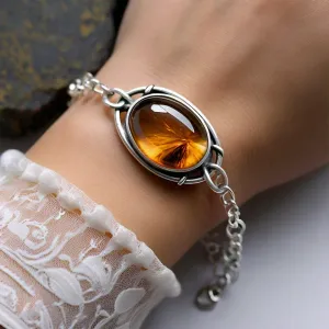 Pomona Citrine Crystal Stone Sterling Silver Handmade Chain Bracelet