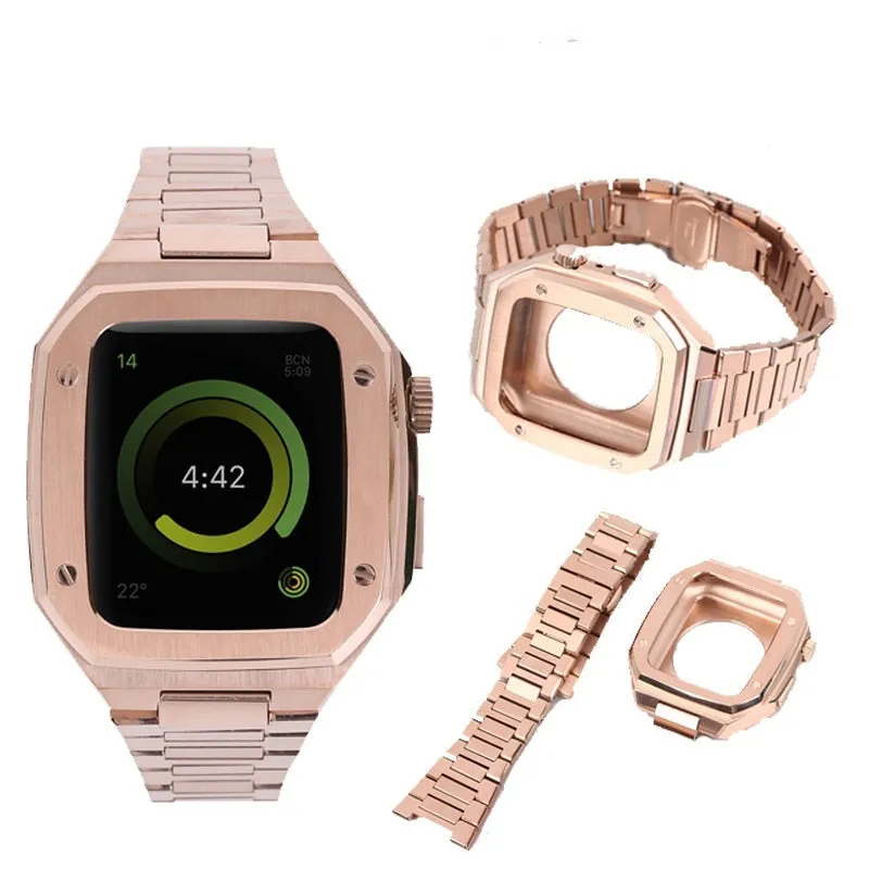 Premium Steel Strap   Metal Case For Apple Watch Band Series 6 5 4 Modification kit Bracelet iWatch 44mm 45mm Wristband |Watchbands|