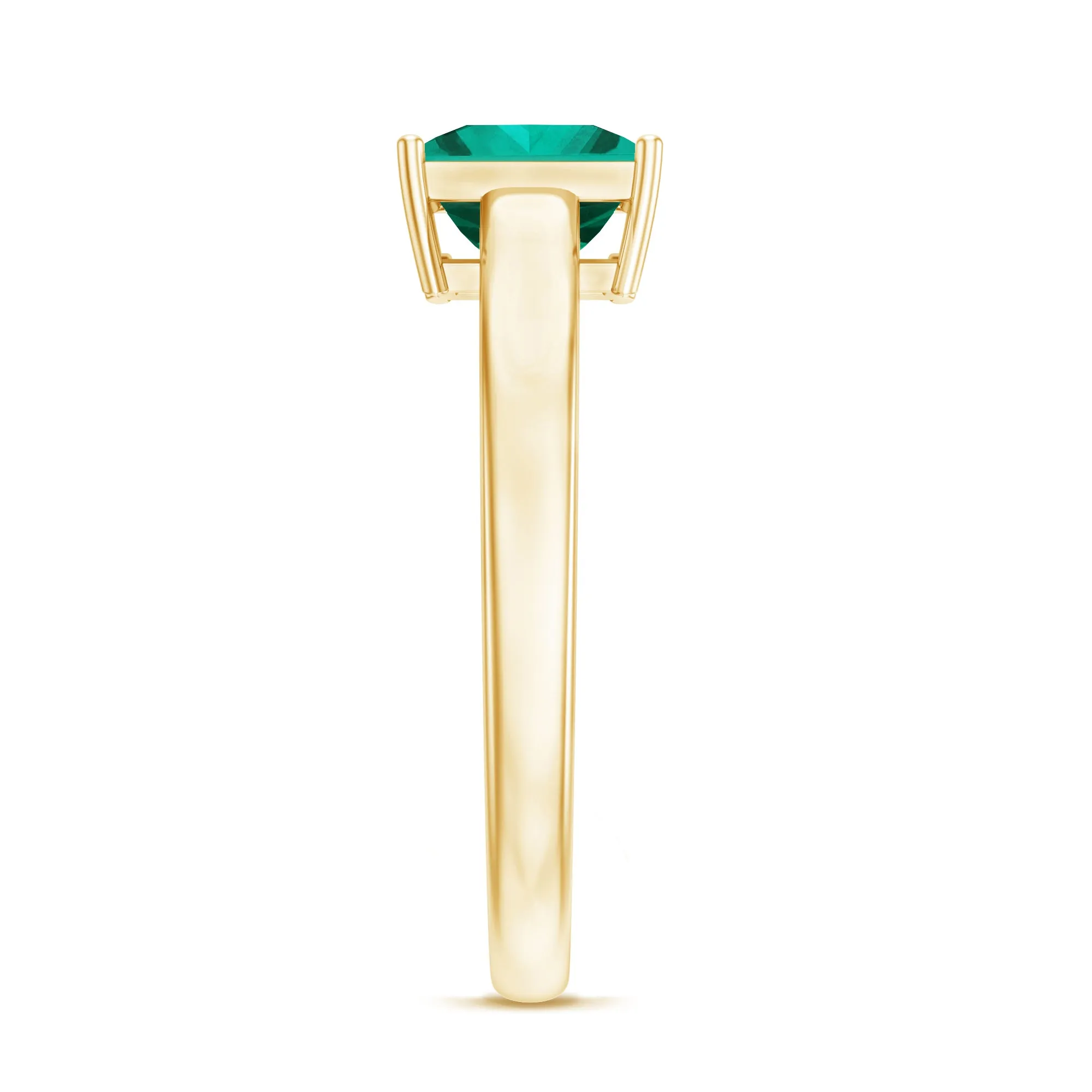 Princess Cut Created Emerald Solitaire Ring in Gold