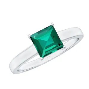 Princess Cut Created Emerald Solitaire Ring in Gold