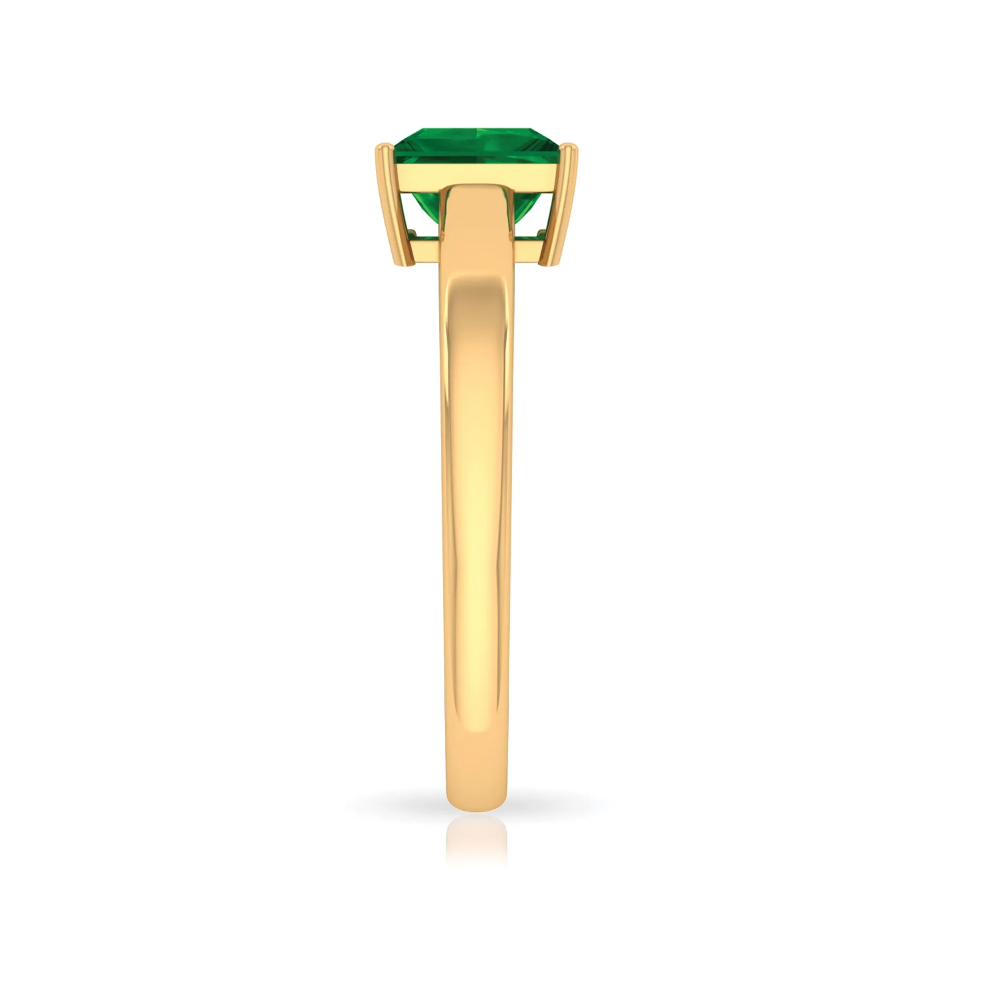 Princess Cut Created Emerald Solitaire Ring in Gold