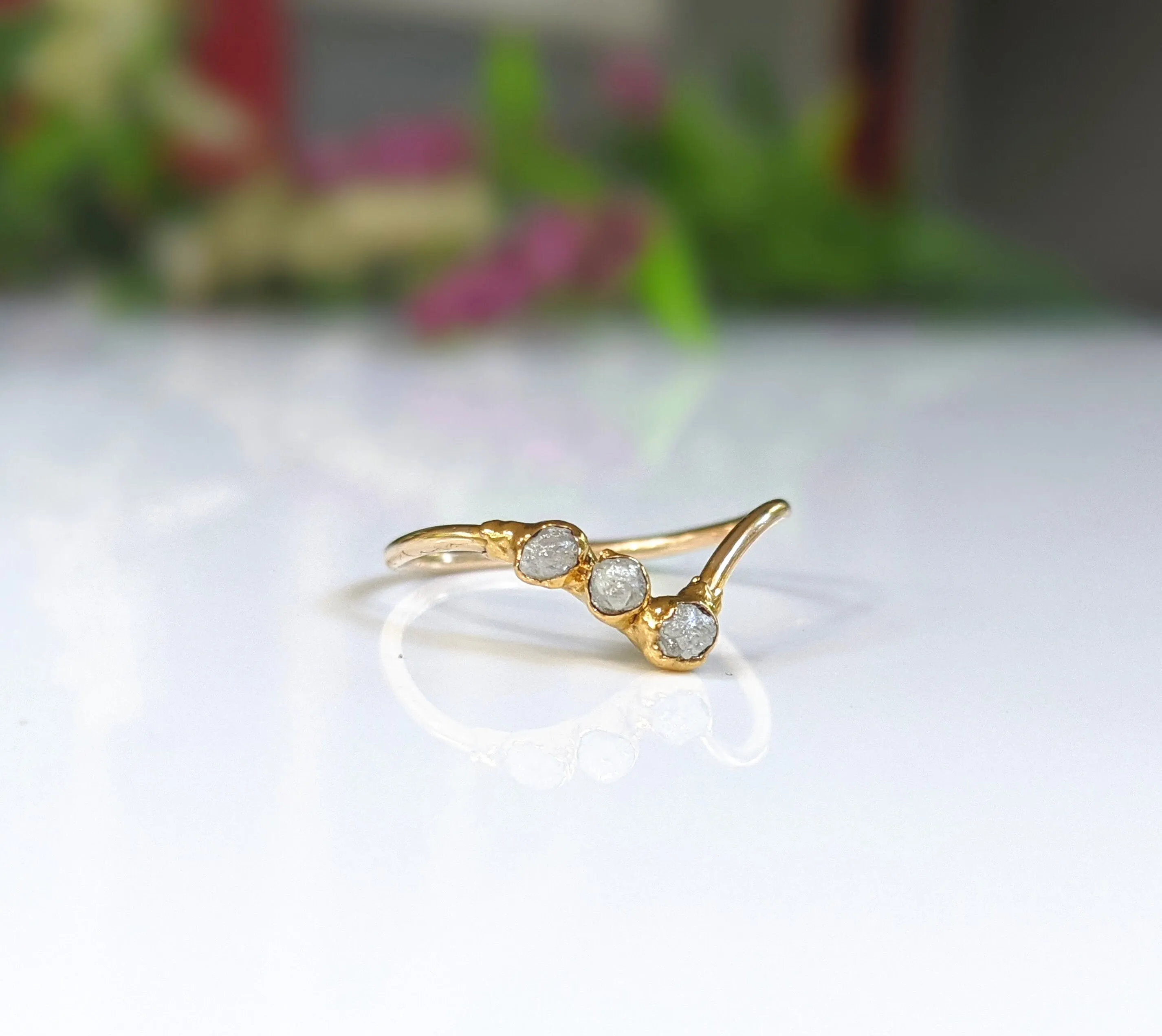 Raw diamond Chevron ring