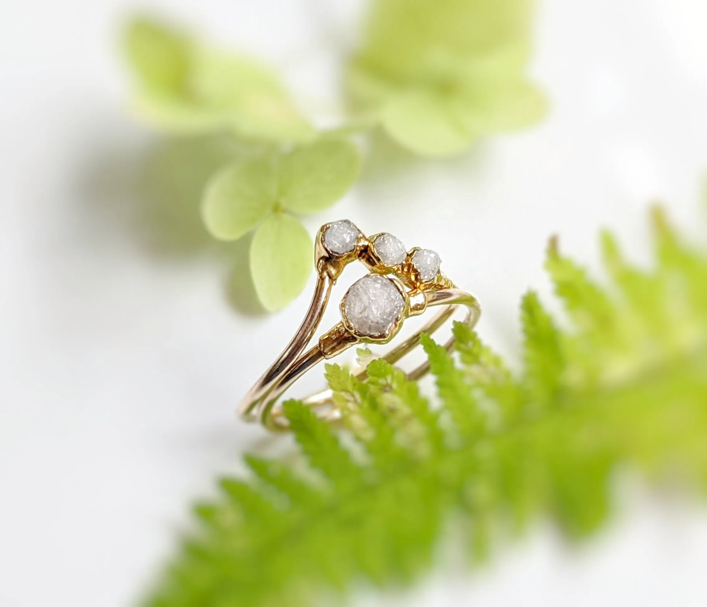 Raw diamond Chevron ring
