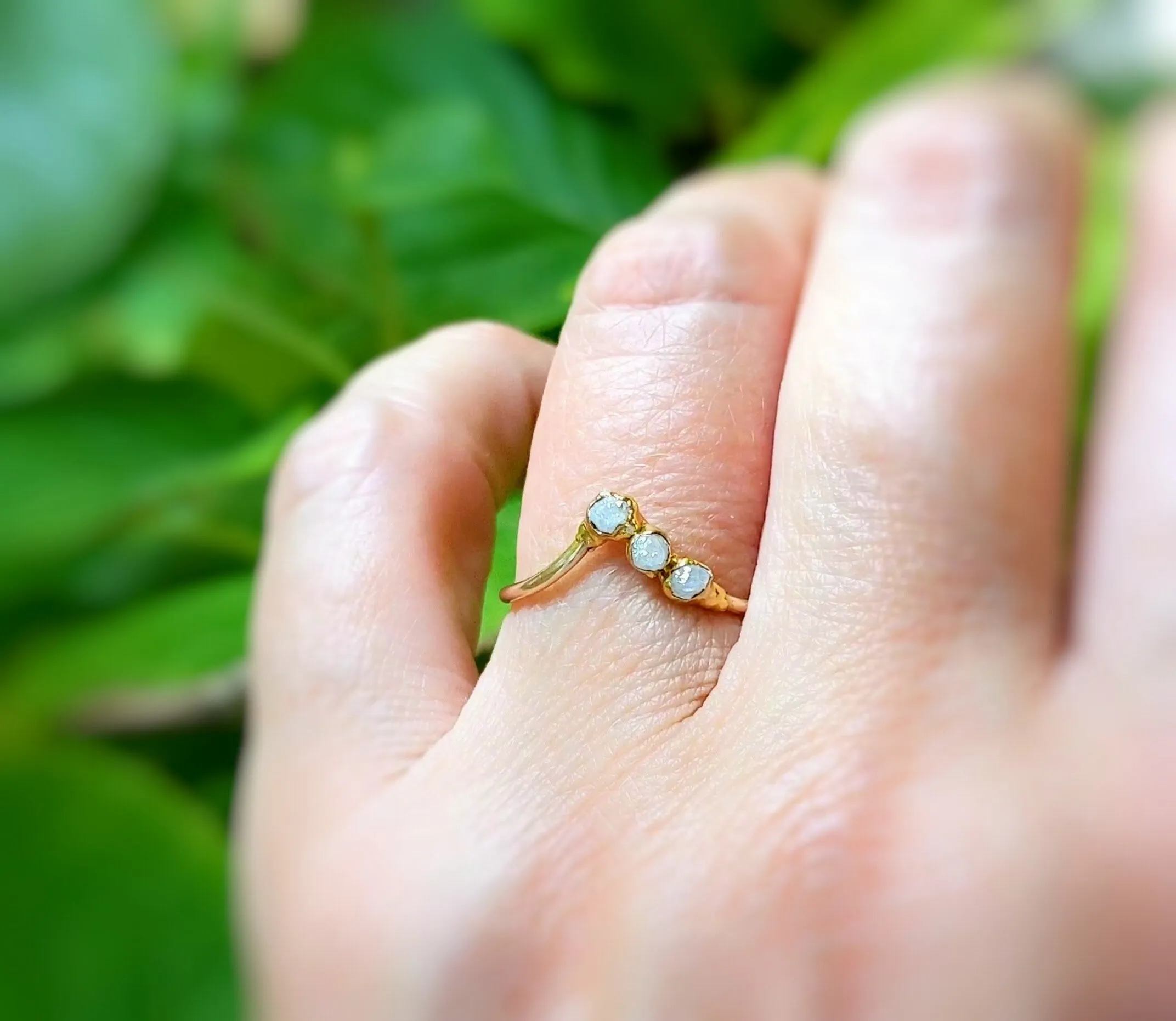 Raw diamond Chevron ring