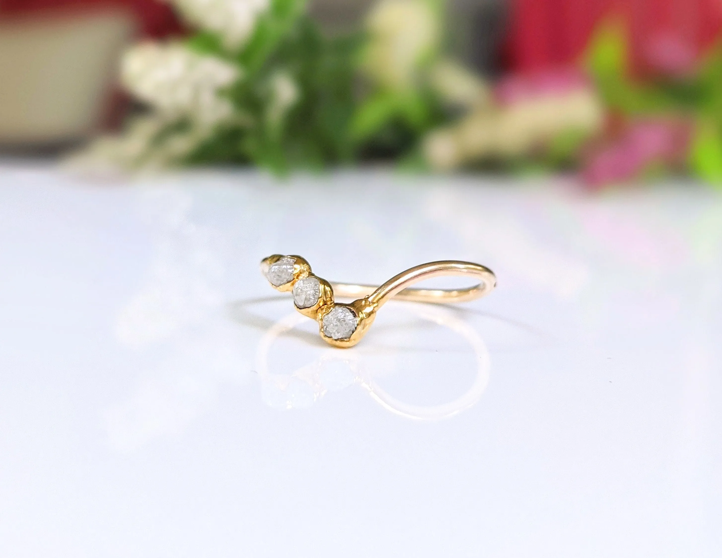 Raw diamond Chevron ring