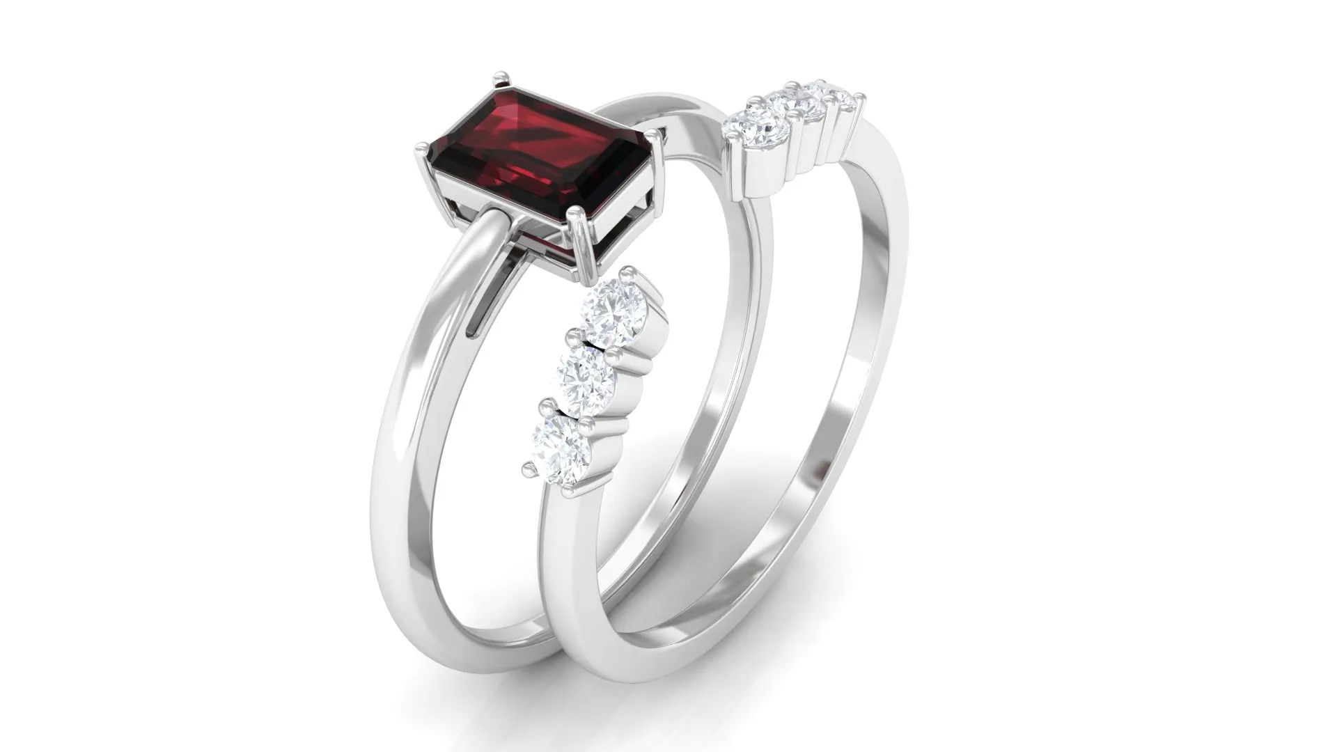 Real Garnet and Diamond Ring Set