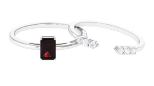 Real Garnet and Diamond Ring Set