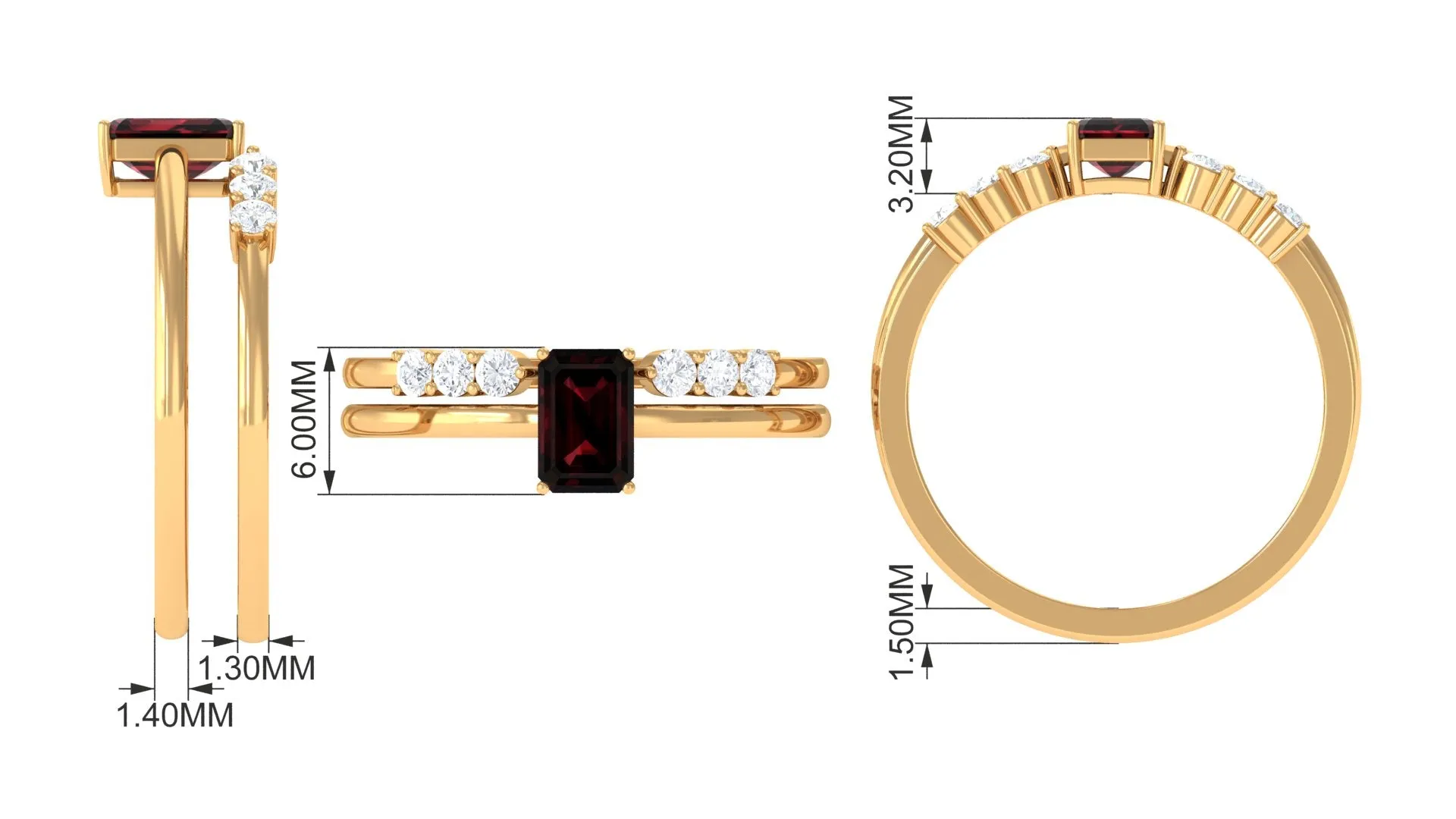 Real Garnet and Diamond Ring Set