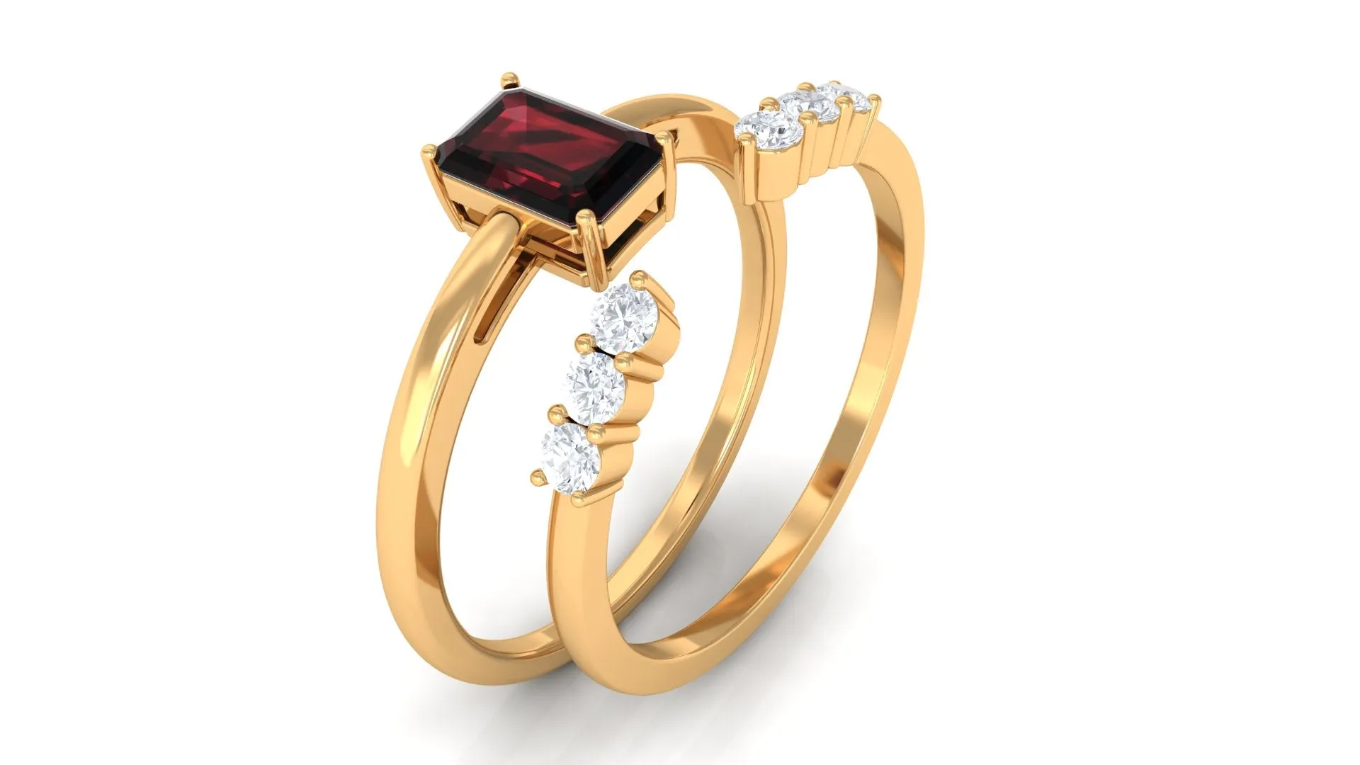 Real Garnet and Diamond Ring Set